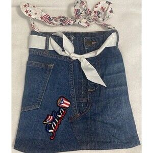 HANDMADE denim handbag Salsa Puerto Rican Flag Patch Patriotic Red White Blue